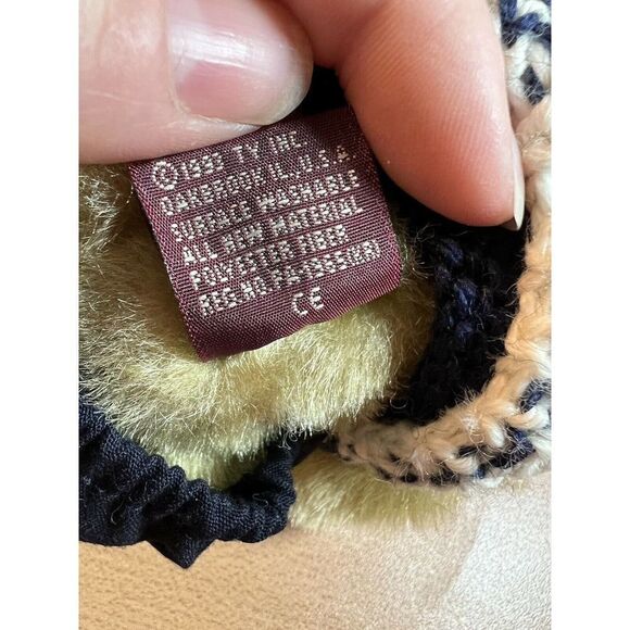 Vintage Ty 9” Collectible Teddy Bear Jointed Navy Blue Outfit 1993 - Picture 6 of 6